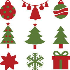 A Set Of Christmas Ornament Vector Illustration