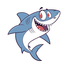 Cartoon Smiling Shark – Funny Ocean Predator Vector Illustration
