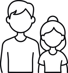Minimal outline of Son and Daughter Shoulder Portrait