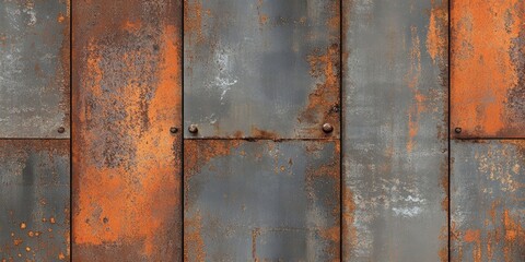 Rusted metal panels in vertical rows