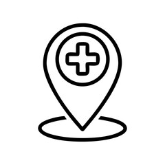 Obraz premium Medical Location Pin line art vector on transparent background