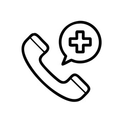 medical phone call line art vector on transparent background