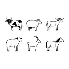 Obraz premium Farm animal line art design vector art 