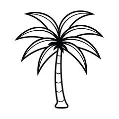 Obraz premium Simple Black and White Palm Tree Illustration for Coloring or Design