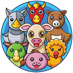 Farm animal line art design vector art 