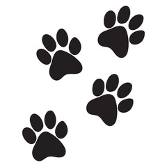 Four black paw prints pattern on a white background dog paw print cat paw print