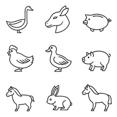 Fototapeta premium Farm animal line art design vector art 