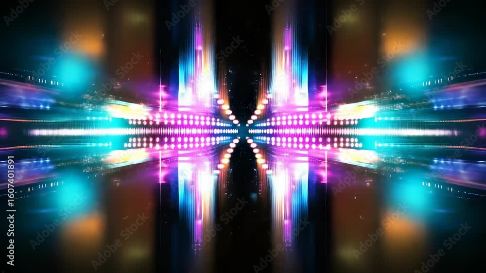 Poster vibrant and energetic abstract visuals with geometric light pattern motion graphics