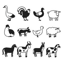 Farm animal line art design vector art 