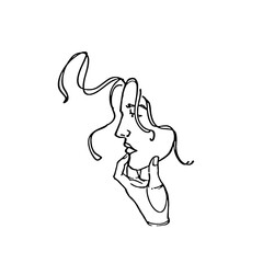 Girl, woman, vector illustration of a silhouette of a woman, girl tatto, hair, illustration