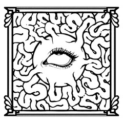 Eyes, eye, black and white, tatto, illustration, eye illustration, vector