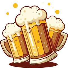 Beer mug on a white background, a refreshing drink illustration for your pub or party design