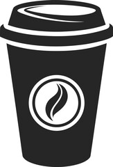 Coffee cup vector illustration: a hot brown espresso drink in a disposable paper mug, perfect icon for cafe beverage symbols