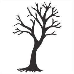 Black Tree Sillouette Vector Isloated On White Background
