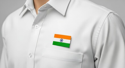 Person Wearing India Flag Pin on White Shirt