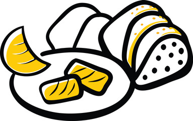 A charming cartoon vector illustration of a perfect for food and bakery designs like bread, pastry, and breakfast icons