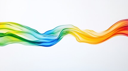 Colorful abstract wave design flowing from left to right on a white background