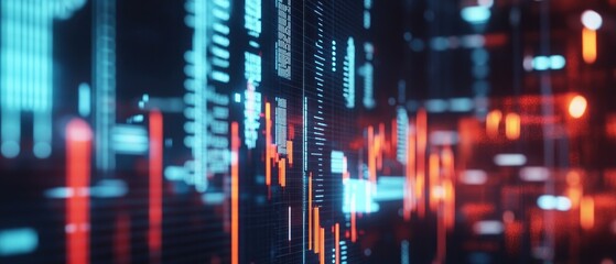 Abstract digital display with vibrant glowing data streams