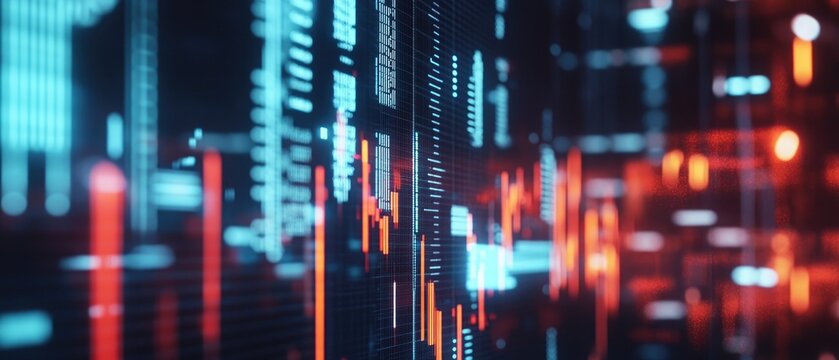 Abstract digital display with vibrant glowing data streams