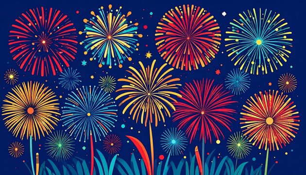 Vector background illustration with fireworks 