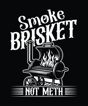 Smoked Brisket BBQ Grill Design with Flames and Smoke t-shirts design