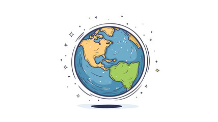 Earth Vector Art on White Background - Simple Line