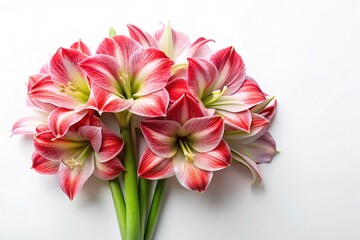 Striking Bouquet of Red and White Amaryllis Flowers Against a White Backdrop