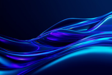 Naklejka premium Ultra-detailed vibrant abstract background with glowing flowing neon blue and pink light waves on a dark gradient backdrop, perfect for modern technology or futuristic digital design themes