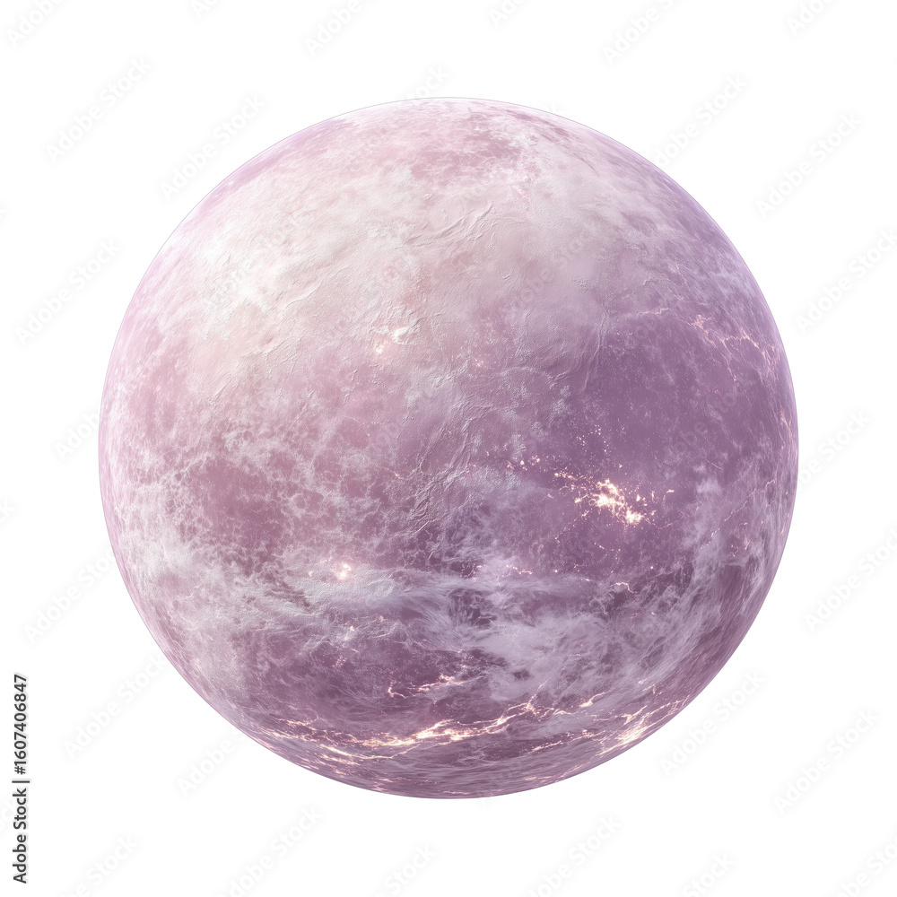 Poster colorful textured sphere depicting a celestial body in a deep space setting, showcasing unique shade