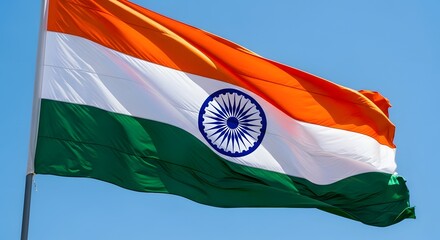 Flag Waving in Blue Sky on a Sunny Day
