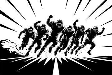 American football, team sport, huddle, Groupe vector Bundle