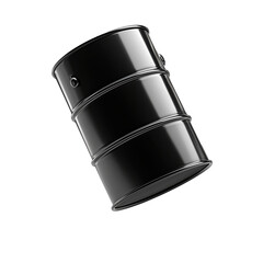 Black metal barrel in a dynamic tilted position with highlights reflecting on its surface