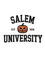 Salem University Est. 1836 Logo with Jack-o'-Lantern - Vintage Collegiate Style