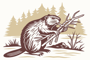vector illustration of a Beaver