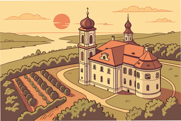 vector illustration of old town