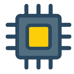 Processor Chip Icon – Flat Vector Illustration in Color for Semiconductor Technology