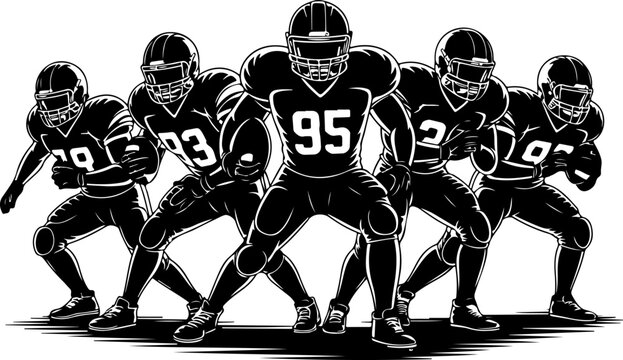 American football, team sport, huddle, Groupe vector Bundle
