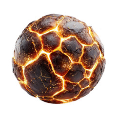 Lava rock sphere with glowing cracks showcasing volcanic textures in a dark setting
