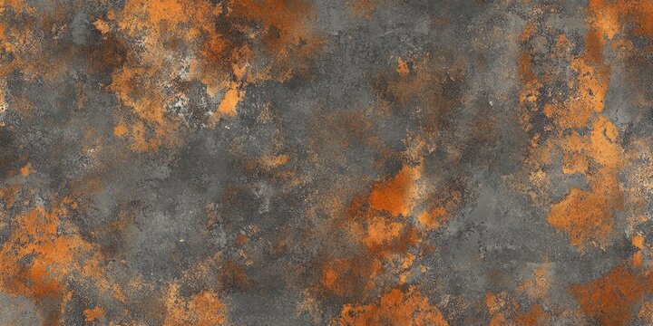 Abstract rusty metal texture with mottled orange and gray tones