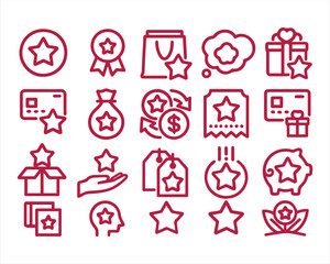 Bonus related bold line icon set