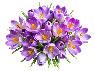 Obraz premium Beautiful closeup of a bunch of purple crocus flowers in full bloom