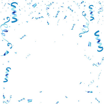 NG. Blue gold confetti ribbons on transparent background.