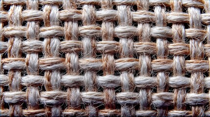 Detailed macro photo of intricate natural woven fabric texture and fibers
