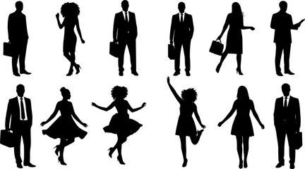 Silhouettes of business and casual figures. EPS 10 version.