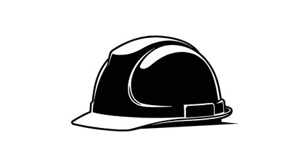 Fototapeta premium Black Hard Hat Vector Icon for Construction, Industrial Safety, Work, and Labor Day Celebrations - Worker Protection Gear