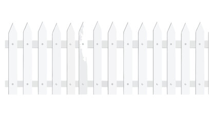Tranquil White Picket Fence on White Background