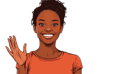 Happy Black Woman Greeting with Hi Gesture - Smiling African Girl