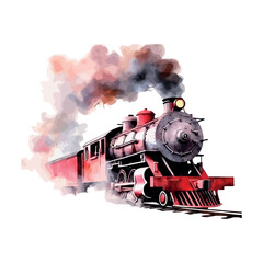 Old vintage steam locomotive in motion blur on a railway track