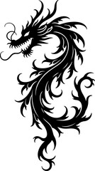 Fototapeta premium dragon, tribal, tattoo, flowers, vine, leave vector design
