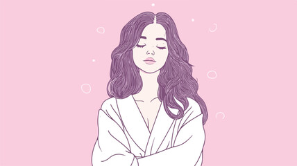 Chic Young Woman in Bathrobe: Fashionable Trendy Look for Stylish Girl in Elegant Attire
